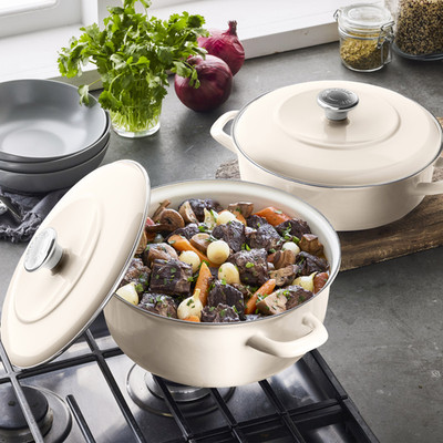 Merten & Storck  2PCS 5.3-Quart Dutch Oven w/Lid, 3.7-Quart Braiser w/ Lid