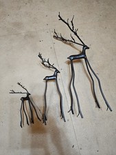 Sculpted Reindeer Deer Lot 2 Rustic Twig 16 Down To 6.5" LOT OF 3