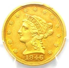 1846 Liberty Gold Quarter Eagle $2.50 Coin - Certified PCGS AU55 - Rare!
