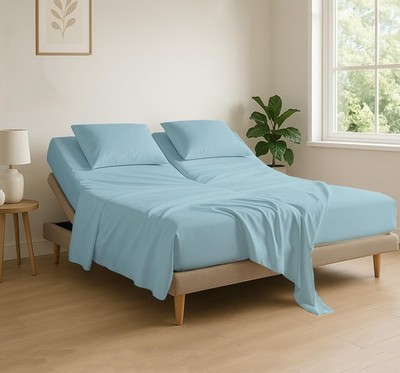 4 Piece Flex Head King Set, Top 34 Inch Split Sheets for Sleep Number Adjusta...