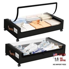 Under Bed Storage with Wheels - 2 Pack Black - Under Bed Storage Containers