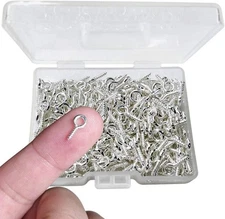 300PCS Mini Screw Eye Pin Pegs, 10 x 5mm Hooks, Self-Tapping Screws Silver 