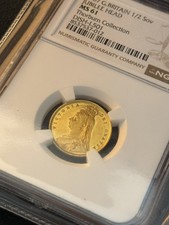 R2 RARE! 1887 Queen Victoria Jubilee Half Sovereign -MS61 NGC Graded DISH L501