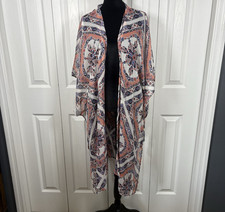 Xhilaration Sheer Duster Cover-up Adjustable Sz L Boho Aztec Southwest Festiva