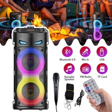 Bluetooth Lautsprecher Karaoke Mikrofon 2000W LED Musikbox Subwoofer FM USB AUX
