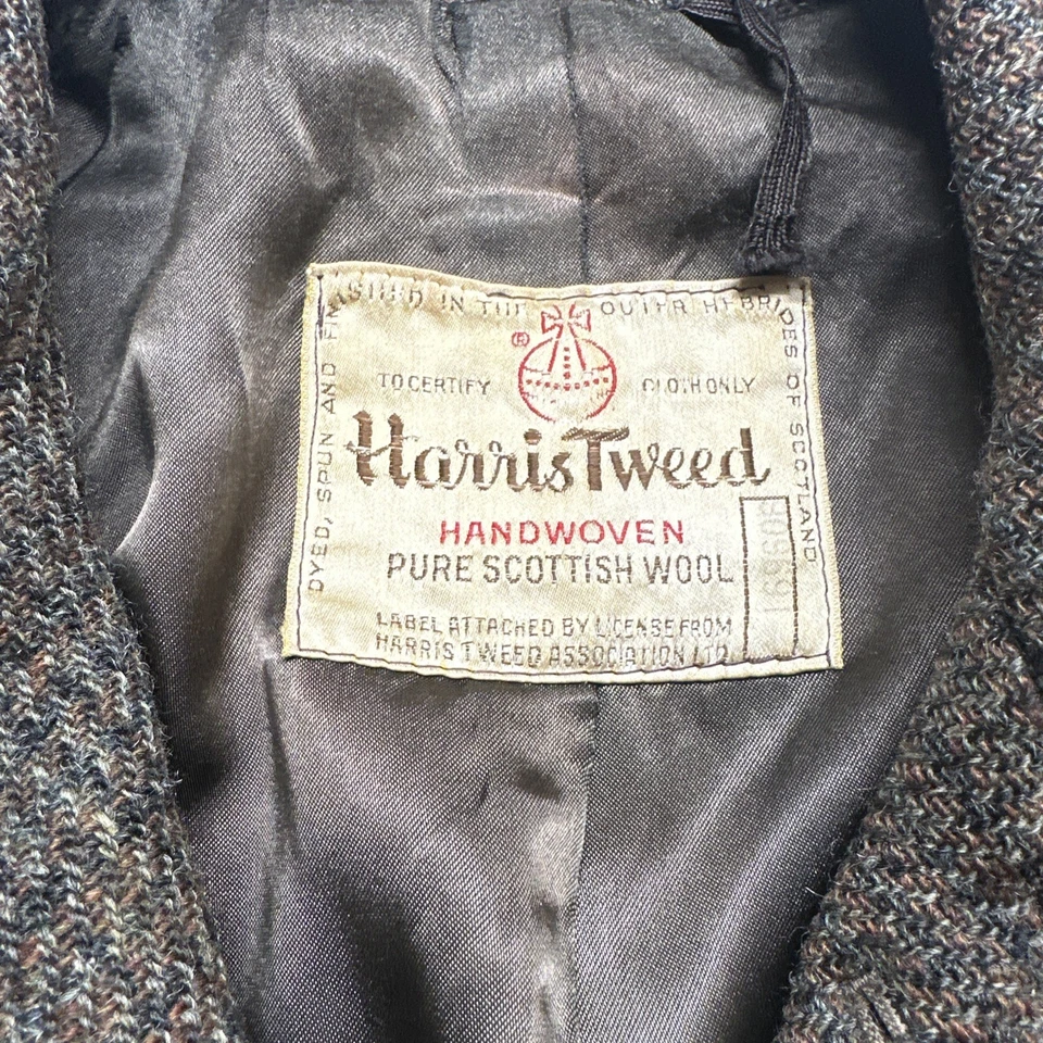 Vintage Harris Tweed Scottish Wool Overcoat Union Made In The USA - Image 3 of 4