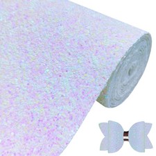 Sparkly Pinky White Chunky Glitter Faux Leather Roll 12 x 52 inch Shiny PU Fa...