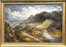William Shackleton (British), ANTQ c 1918 Origin. O/C Landscape, Signed/Framed!