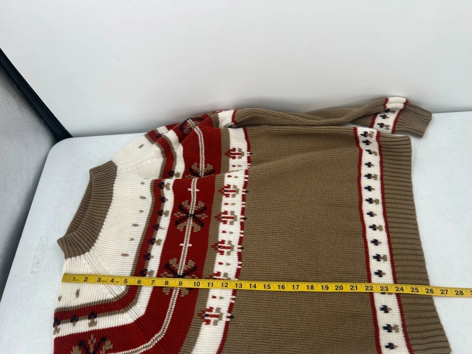 Suéter De Colección JCPenney L Nordic Fair Isle Tejido Marrón Rojo 100% Acrílico Feo Años 80 Foto 4 de 4