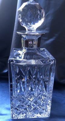 Vintage Garrard of London Silber Top/Kragen & Kristall Quadrat Karaffe