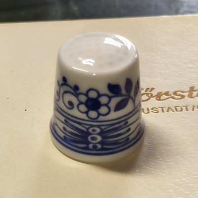 Hutschenreuther Fingerhut Thimble Porzellan  1980er Blau/Weiß
