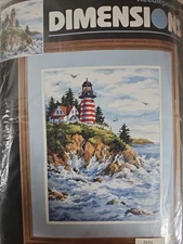 1997 Dimensions 12"x16" Needlepoint KIt "The Lighthouse" by Ian Ramsay