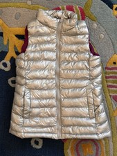 Climate Concepts Girls Puffer Vest Medium 7/8 Metallic Silver Purple Lining EUC