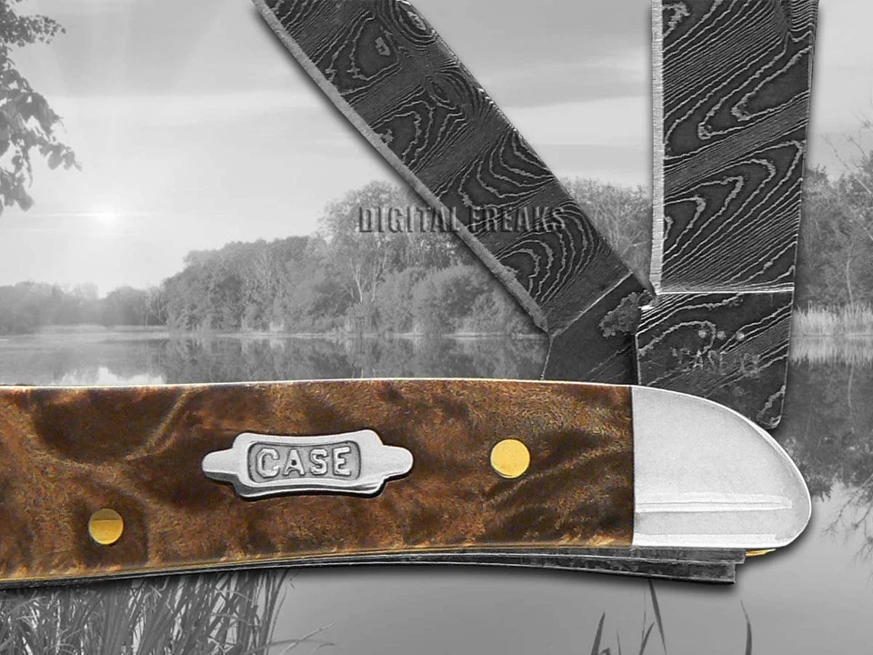 Case xx Peanut Damascus Steel Natural Maple Burl Wood 15094 Pocket Knife - Image 4 of 4