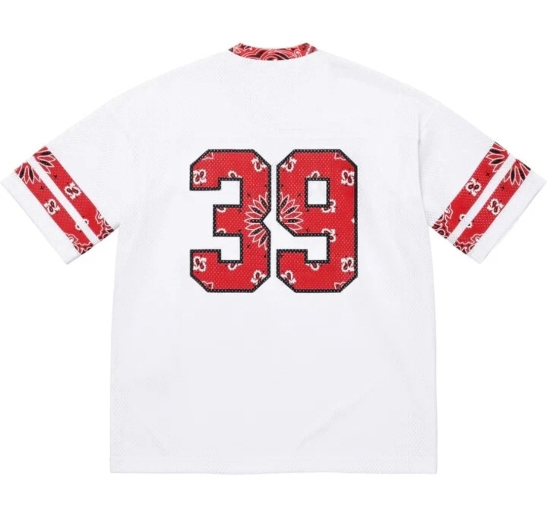 Supreme Football Jersey White & Red Bandana Size Large | eBay