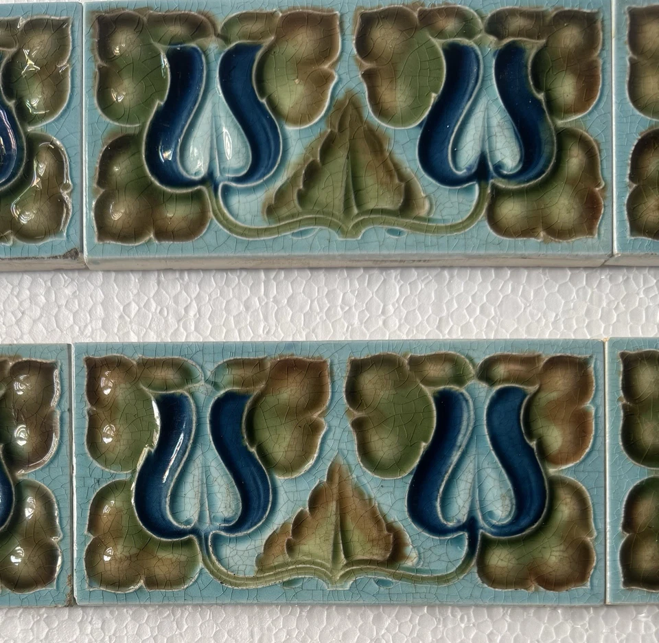 9 ALFRED MEAKIN -  ANTIQUE ART NOUVEAU MAJOLICA BORDER TILE c1900 - Image 4 of 4