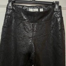 Lena Gabrielle Black Paisley Embossed High Waist Pants Size 4