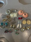 Lot Of 16 Piece Vintage Costume Jewelry Earrings For Pierced Ears And Brooches