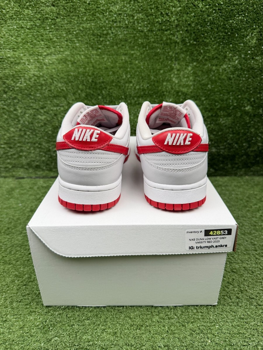 Size 9 - Nike Dunk Low Vast Grey Varsity Red | eBay