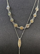 "Stone" Lariat Necklace, Y-Drop Necklace, Layered Necklace, Bohemian, Boho