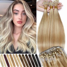 Loop Micro Ring Beads Tip Remy Human Hair Extensions Balayage Ombre 100-200s 10A