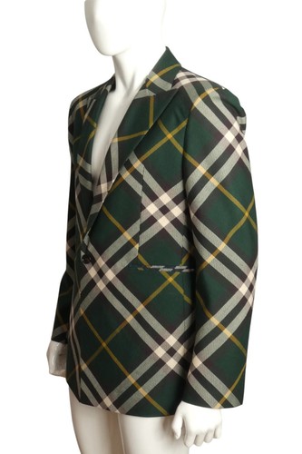 BURBERRY- NWT 2024 Green Wool Plaid Blazer, Size XL - Picture 6 of 7