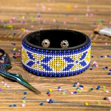 DIY Bead embroidery kit on artificial leather Bracelet