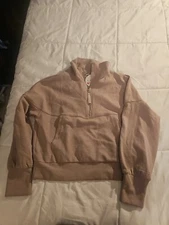 Anrabess Women’s Cropped Waffle Knit Oversized Pink Sweater. Size Small