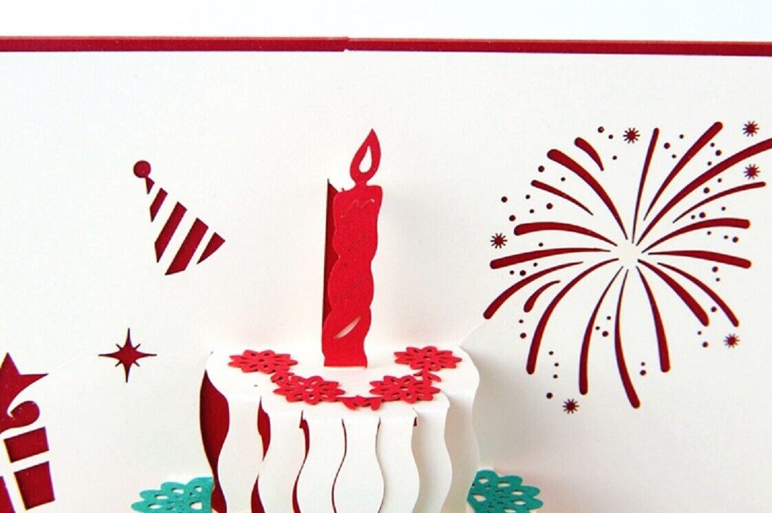 BC Worldwide Ltd handmade 3D pop up card birthday cake happy BC Worldwide Ltd handmade 3D pop up card birthday cake happy