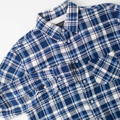 Rag & Bone Men's S/P Blue Plaid Long Sleeve Button Up Shirt