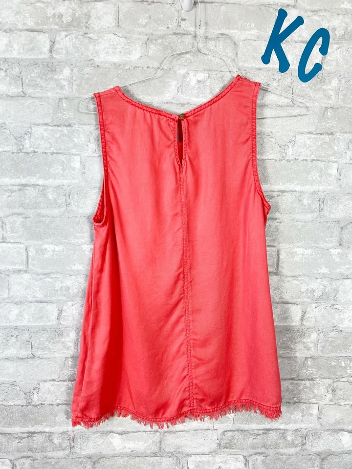 C&C CALIFORNIA TANK TOP SLEEVELESS KEYHOLE BACK FADED CORAL SUPER CUTE SZ S - Image 2 of 3
