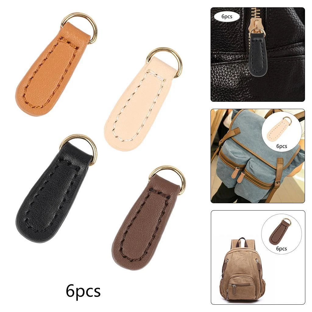 6 pcs Leather Zipper Pull Zipper Tags Fixer Pull Replacement