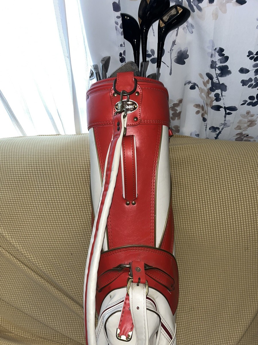 Vintage Wilson Red & White Golf Bag With Clubs | eBay