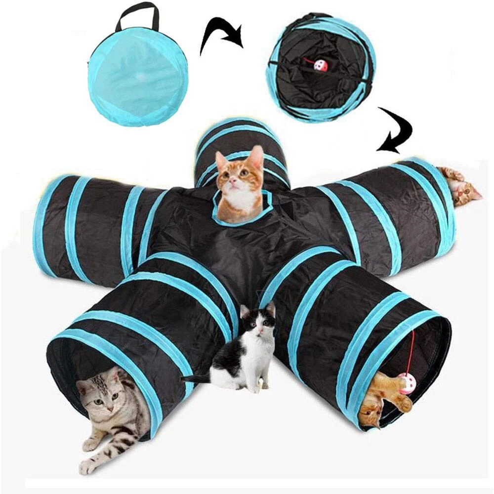 EPaw Collapsible Cat Tunnel 5 Way Interactive Indoor Cats Peek Hole Kitten Toys