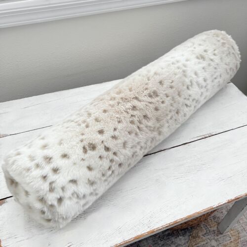 Restoration Hardware Faux Fur Snow Leopard Lumbar Bolster Pillow w/ Insert LARGE - Picture 4 of 14