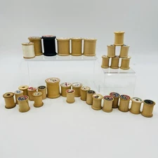 Lot 31 Empty Wooden Thread Spools Small & Large J&P Coats Coat's & Clark's Star