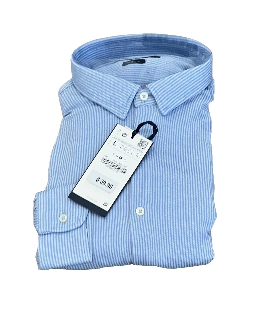 Cotton Regular Size L Zara Casual Button-Down Shirts for Men