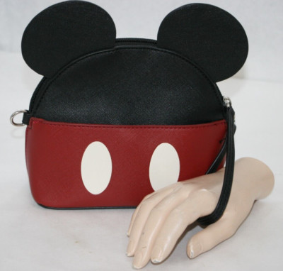 Bioworld Disney Mickey Mouse Ears Crossbody Bag Purse Wristlet Black Red White