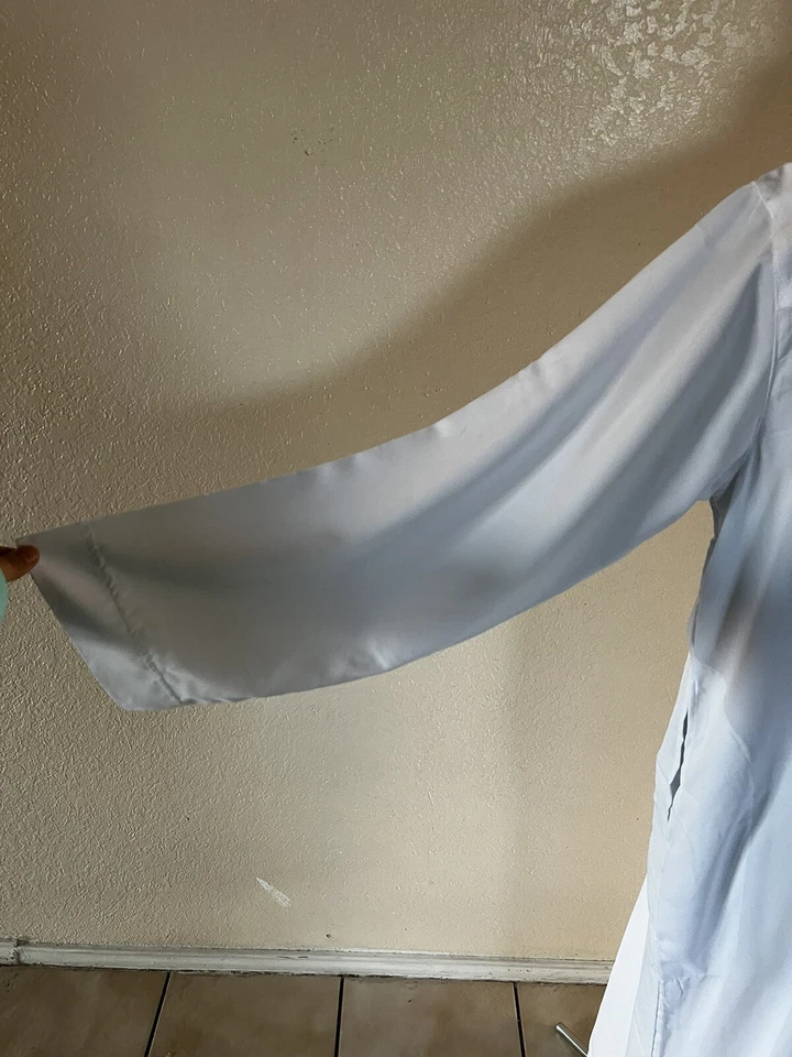 Thobe árabe blanco para hombre con bolsillos muy profundos Foto 3 de 4