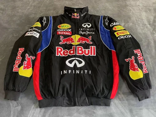 Unisex Adult Red Bull Jacket Ebroidered Cotton Padded F 1 Racing Jacket - Picture 20 of 36