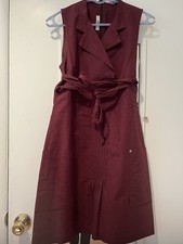 Woman's Dress Dark Red Cotton size 4. Paris  Sleeveless 