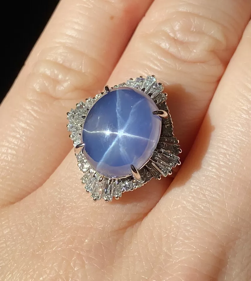 Diamond & Blue Star Sapphire Ring Set In Sterling Silver Solitaire  DSL-LR5987LSW - Walmart.com