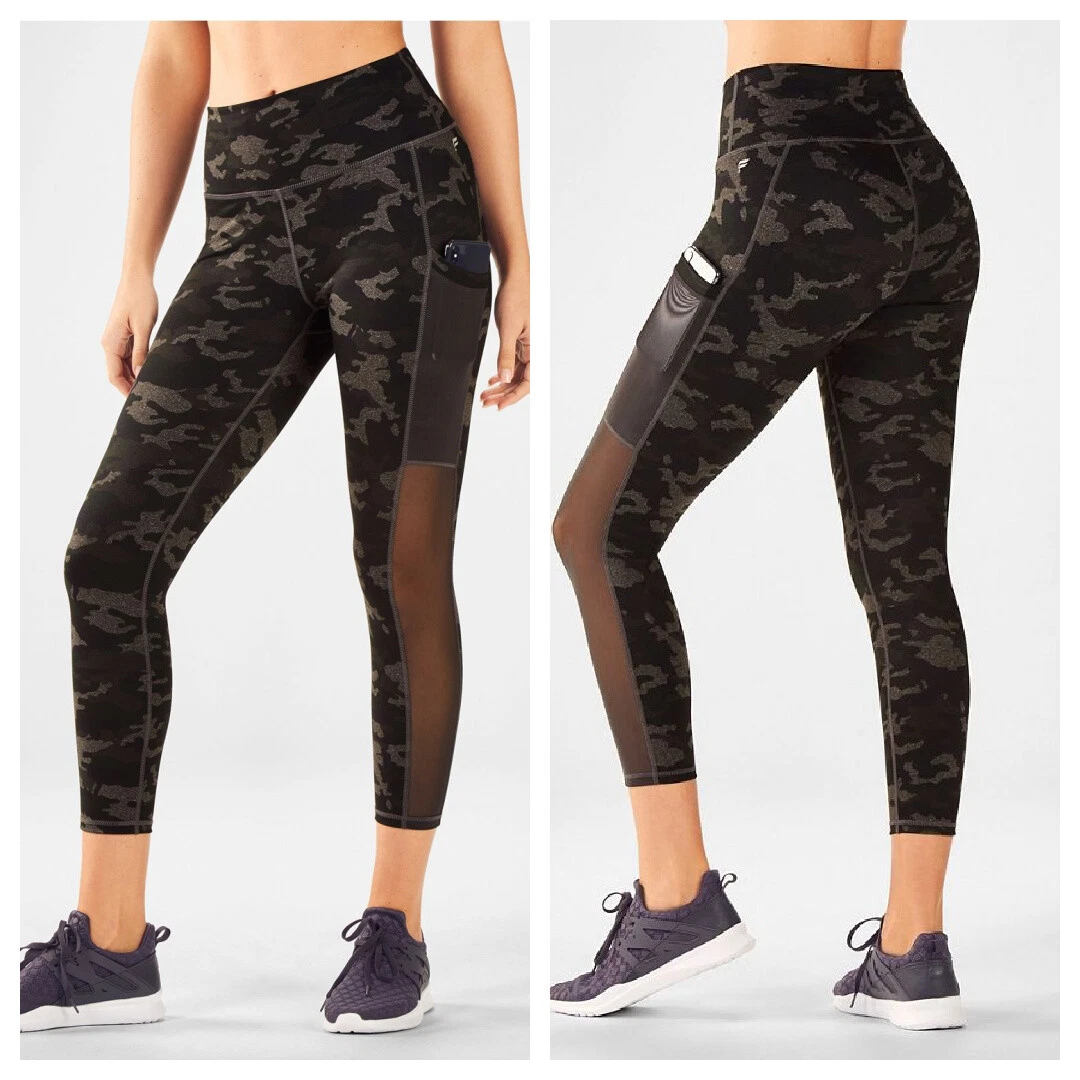 Fabletics PowerHold On-the-Go Camo High Waisted Crop Leggings, Women's  Small