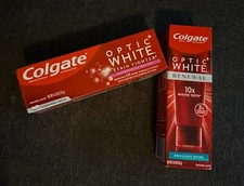 Lot Of 2 Colgate: Optic White Renewal Brilliant Shine, Stain Fighter Sensitivity