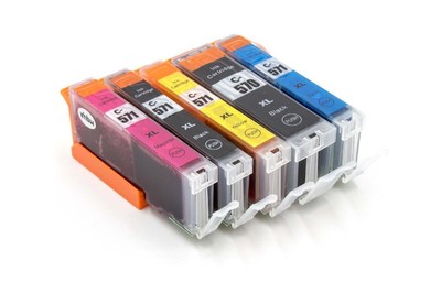 Lot De 5 Cartouches D'encre Compatibles Canon CLI-521Y PGI-520BK - Multicolores + Puce