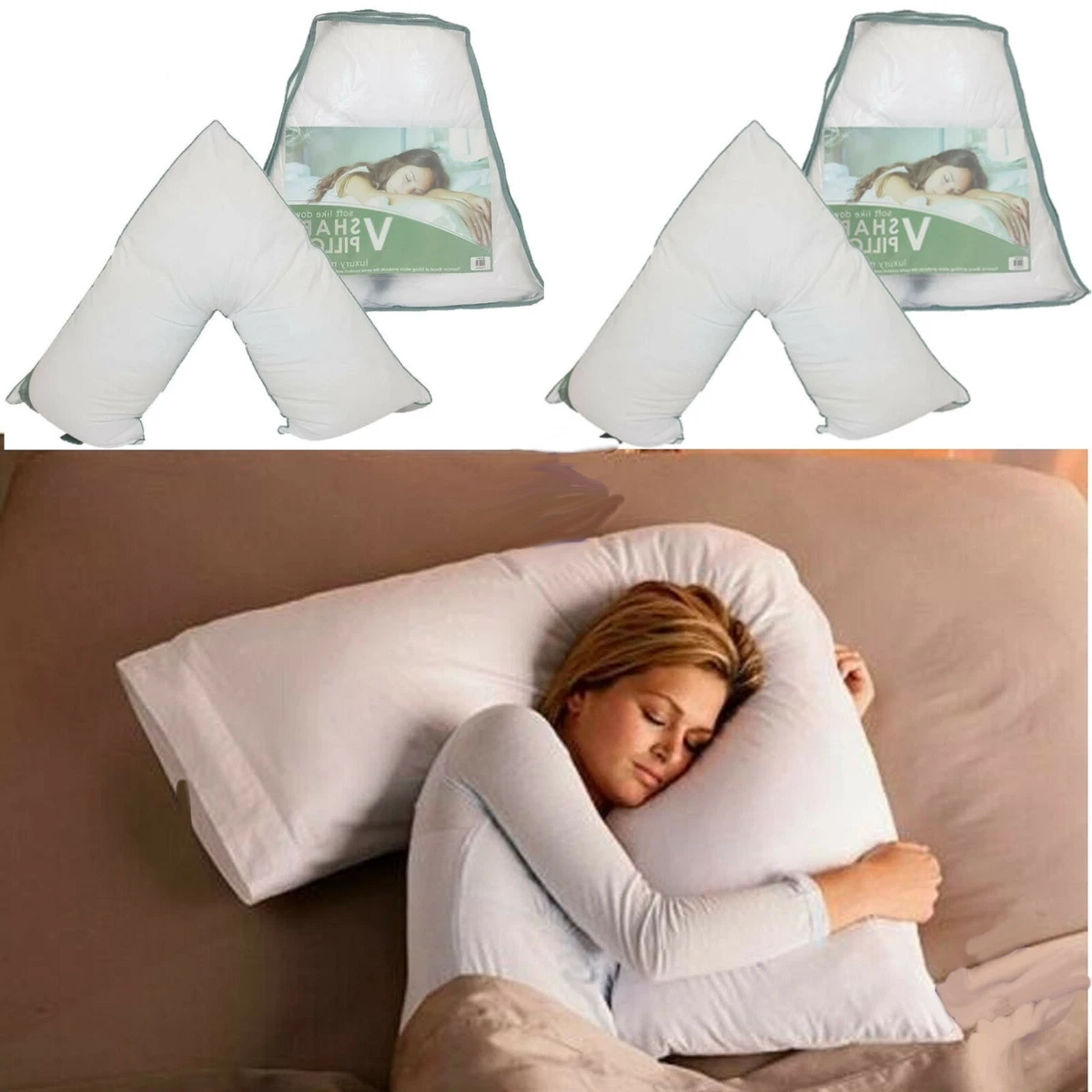 75x40cm Microfiber V Shaped Orthopedic Head Neck Back Pregnancy V Shape Pillow