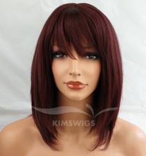 BURGUNDY RED WIG LADIES WOMENS  RAZOR CUT SHOULDER LENGTH FASHION HAIR #99J