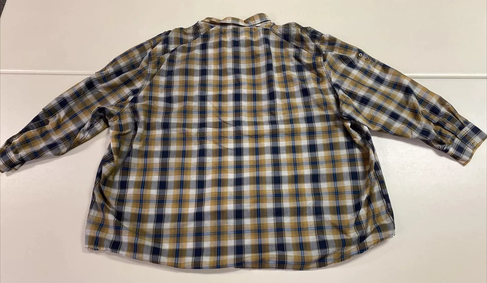 Camisa con botones I Jeans by Buffalo para hombre amarilla/azul a cuadros manga larga talla 5XL Foto 2 de 4