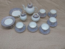 25pc LOMONOSOV TEA SET COBALT BLUE GOLD Vtg ST. PETERSBURG RUSSIA
