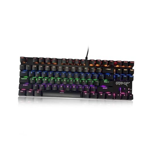 G300 LED Rainbow Backlit Mechanical Game Keyboard, Aluminum Alloy Cover, Black